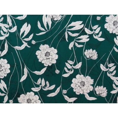 Green Flowered Viscose Crepe Fabric