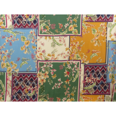 Flowered Patchwork 100 % Viscose Crepe Fabric
