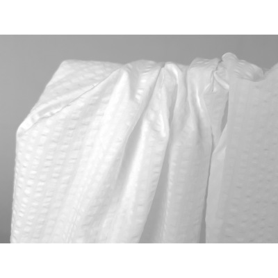 Tissu Seersucker 100 % Coton Blanc / Blanc