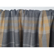 Tissu Sergé Poly / Viscose Plaid Gris / Camel