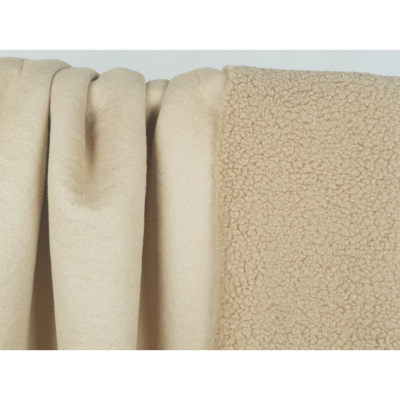 Tissu Suédine Envers Sherpa Beige / Beige