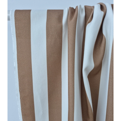 Tissu Sergé Lourd JON 100 % Coton Hazelnut Stripes