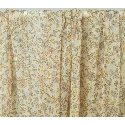 Tissu Voile Lurex Doré Fleurs Boho