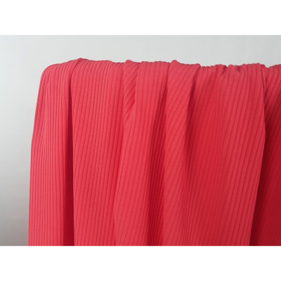 Tissu Maille Cote 3x3 Rouge Corail